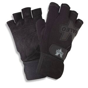 Black Fingerless Valeo Performance Wrist Wrap Lifting Gloves (Black)
